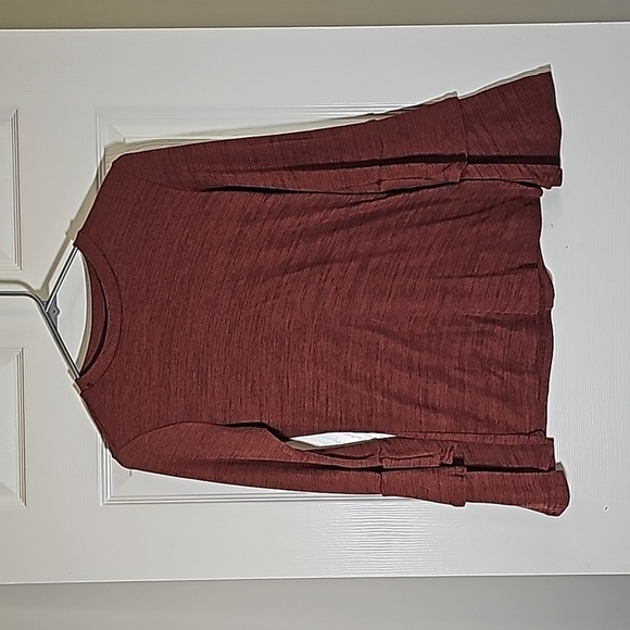 A Dip Of Darling Boutique Women’s Bohemian Rust Semi Sheer Bell Sleeve Blouse S - Picture 1 of 8